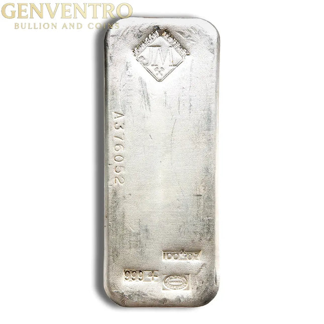 100 oz Silver Bar - Johnson Matthey - JM Genventro Bullion and Coins