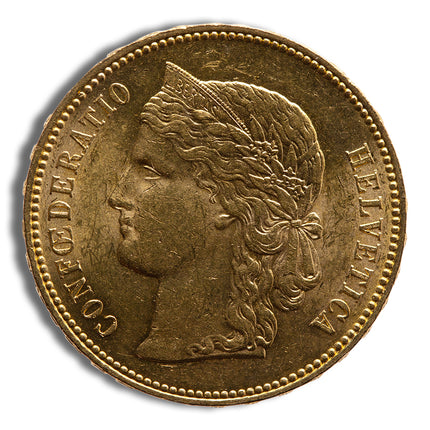 switzerland gold 20 francs helvetica (1883 1896)
