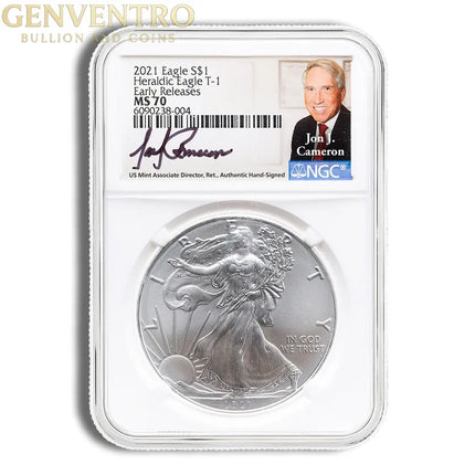 2021 Silver Eagle NGC MS70 ER - Type 1 (Jon Cameron) Genventro Bullion and Coins