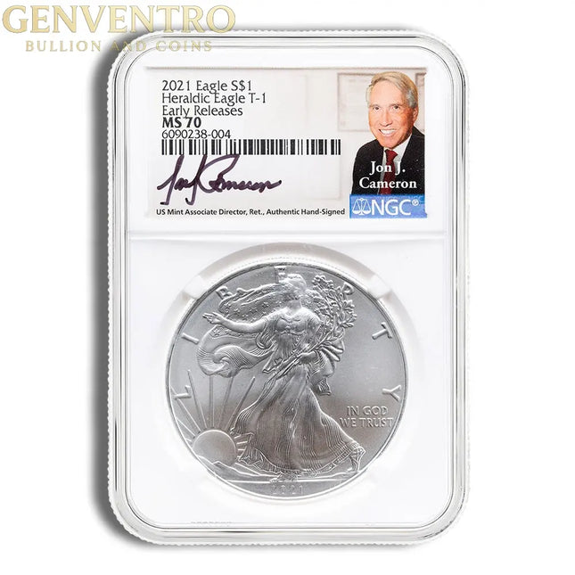 2021 Silver Eagle NGC MS70 ER - Type 1 (Jon Cameron) Genventro Bullion and Coins