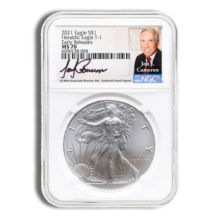 2021 silver eagle ngc ms70 er type 1 (jon cameron)