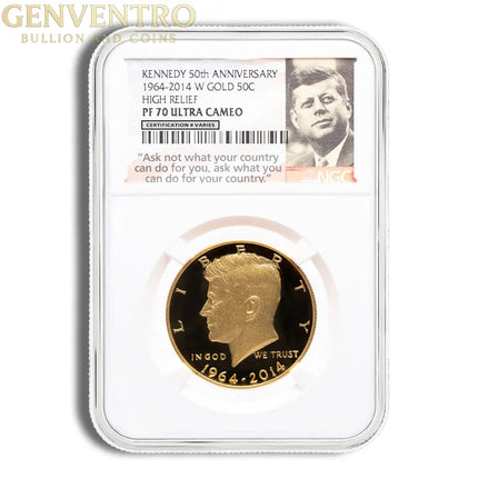 2014-W 3/4 oz JFK Half Dollar Gold Coin NGC PF70 (Label Varies) Genventro Bullion and Coins