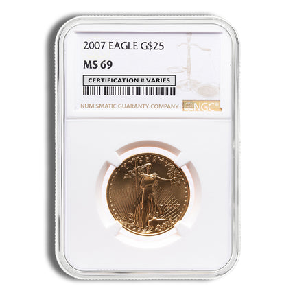 2007 1/2 oz gold eagle $25 ngc ms69