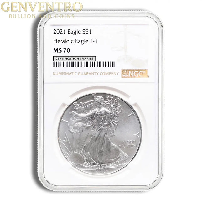 2021 Silver Eagle NGC MS70 (Type 1) Genventro Bullion and Coins