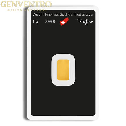1 gram Gold Bar - Argor-Heraeus (Carded) Genventro Bullion and Coins