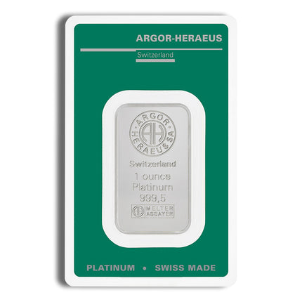 1 oz platinum bar argor heraeus (carded)