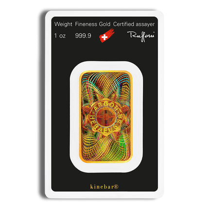 1 oz gold bar argor heraeus kinebar (carded)