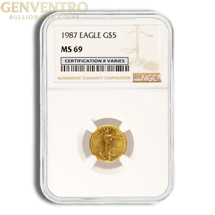 1987 1/10 oz Gold Eagle $5 PCGS MS69 Genventro Bullion and Coins