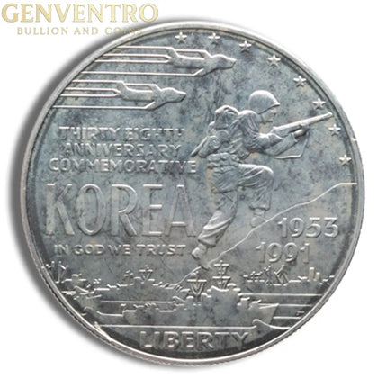 1991-D $1 Korean War Silver Commem - BU Genventro Bullion and Coins