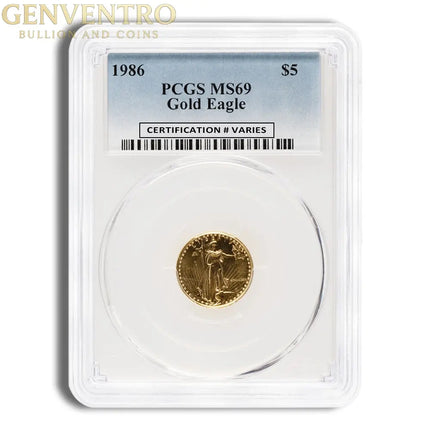 1986 1/10 oz Gold Eagle $5 PCGS MS69 Genventro Bullion and Coins