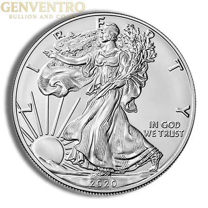 2020-W Burnished Silver Eagle with Box & COA Genventro Bullion and Coins