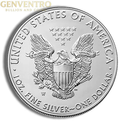 2020-W Burnished Silver Eagle with Box & COA Genventro Bullion and Coins