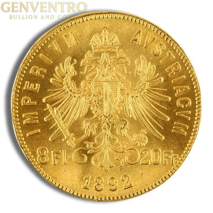 Austria 8 Florin / 20 Franc Gold Coin Genventro Bullion and Coins