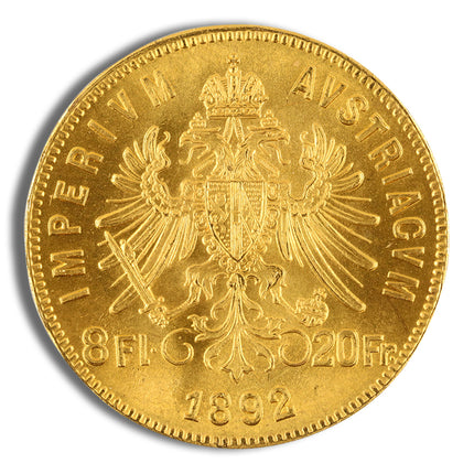 austria 8 florin / 20 franc gold coin