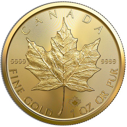 1 oz .9999 gold maple leaf (year varies)