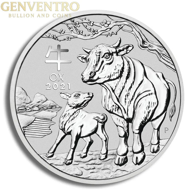2021 1/2 oz Australia Silver Lunar Ox BU - Series III Genventro Bullion and Coins