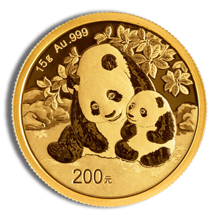 15 gram china gold panda bu unsealed (year varies)