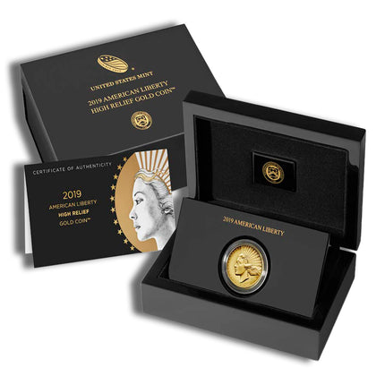 2019 w american liberty high relief gold coin (w/box & coa)