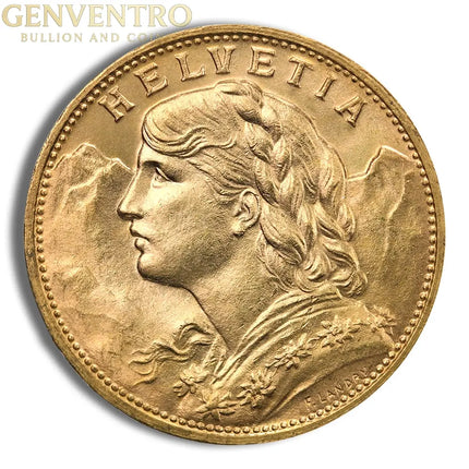 Switzerland Gold 20 Francs - Helvetia (1897-1949) Genventro Bullion and Coins