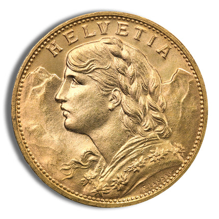 switzerland gold 20 francs helvetia (1897 1949)