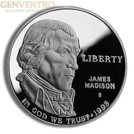 1993-D $1 Bill Rights, Madison Silver Commem - BU Genventro Bullion and Coins