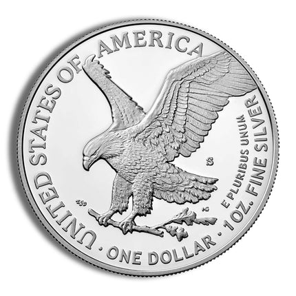 proof silver eagle box & coa (year varies)