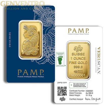 1 oz Gold Bar - PAMP Lady Fortuna Veriscan (Carded) Genventro Bullion and Coins