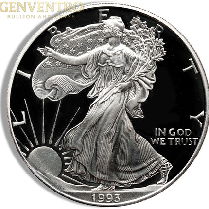 1993-P Proof Silver Eagle with Box & COA Genventro Bullion and Coins