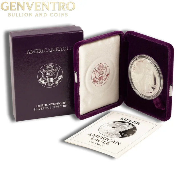 1993-P Proof Silver Eagle with Box & COA Genventro Bullion and Coins