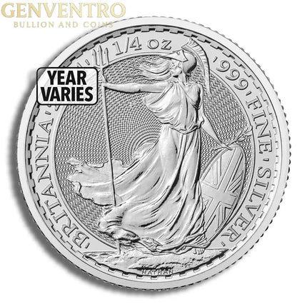 1/4 oz Great Britain Silver Britannia (Year Varies) Genventro Bullion and Coins