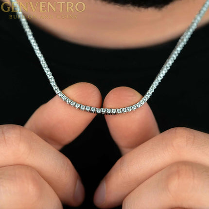 Unisex 2mm Real Moissanite Tennis Chain MORF