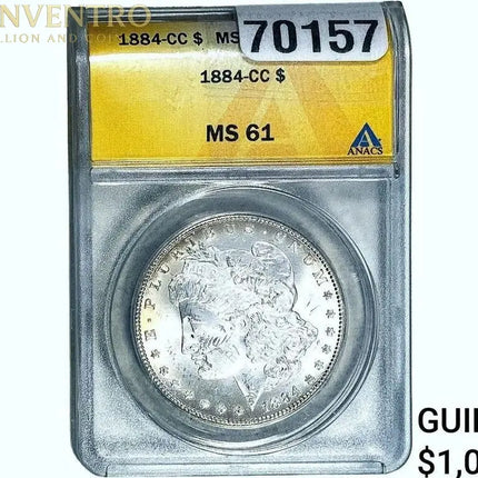 1884-CC Morgan Silver Dollar ANACS MS61 #365 Genventro Bullion and Coins