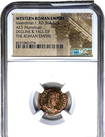 West Roman Valentinian I, AD 364-375 AE3 Nummus Decline & Fall of the Roman Empire
