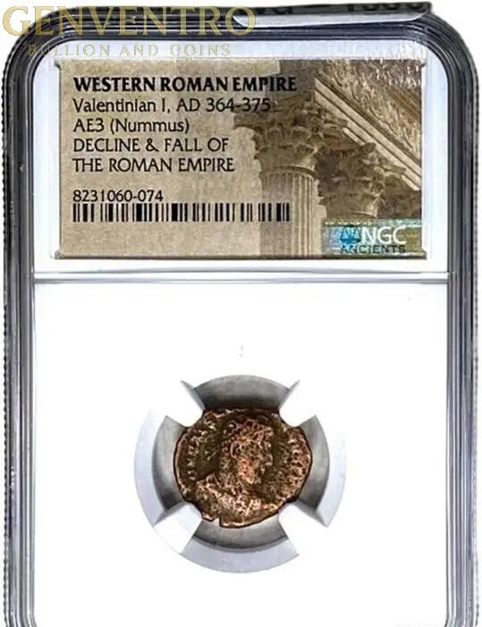 West Roman Valentinian I, AD 364-375 AE3 Nummus Decline & Fall of the Roman Empire Genventro