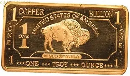 1 oz One Troy Ounce USA American Buffalo .999 Fine Copper Bullion Bar Ingot Cu Element CMCMINT GOLD TESTING EQUIPMENT