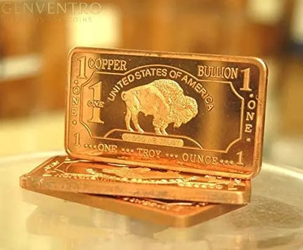 1 oz One Troy Ounce USA American Buffalo .999 Fine Copper Bullion Bar Ingot Cu Element CMCMINT GOLD TESTING EQUIPMENT