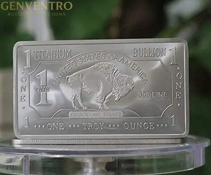 1 oz One Troy Ounce USA American Buffalo .999 Fine Titanium Bullion Bar Ti Element GOLD TESTING EQUIPMENT