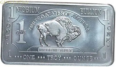 1 oz One Troy Ounce USA American Buffalo .999 Fine Niobium Bullion Bar Ingot Nb Element GOLD TESTING EQUIPMENT