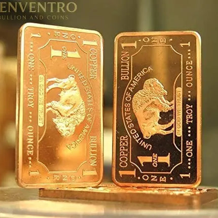 1 oz One Troy Ounce USA American Buffalo .999 Fine Copper Bullion Bar Ingot Cu Element CMCMINT GOLD TESTING EQUIPMENT