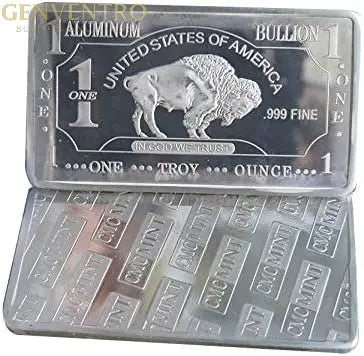 1 oz One Troy Ounce USA American Buffalo .999 Fine Aluminum Bullion Bar Al Element GOLD TESTING EQUIPMENT
