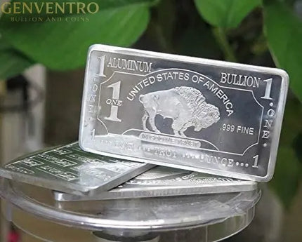 1 oz One Troy Ounce USA American Buffalo .999 Fine Aluminum Bullion Bar Al Element GOLD TESTING EQUIPMENT