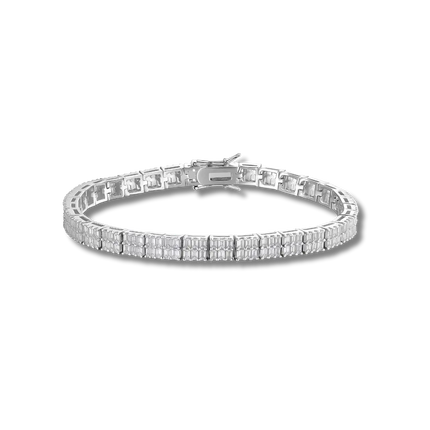 Baguette Moissanite Square Tennis Bracelet Solid 925 Sterling Silver MORF