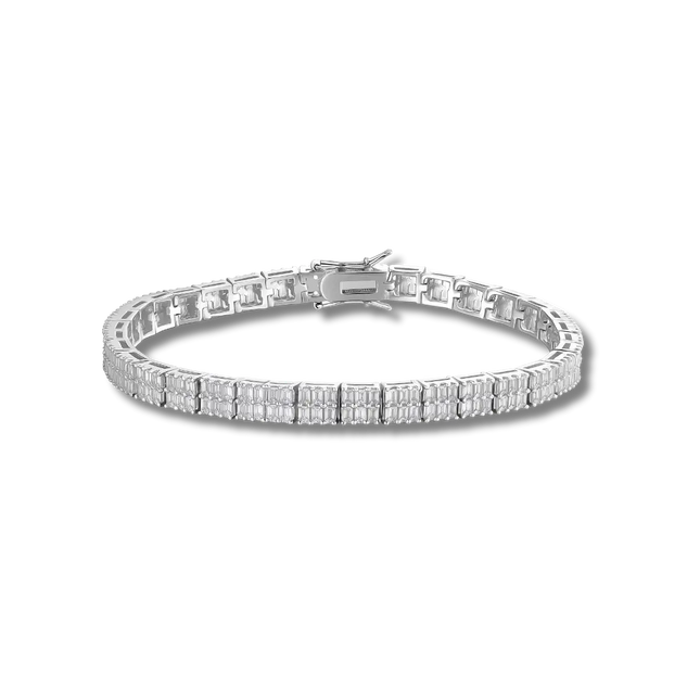 Baguette Moissanite Square Tennis Bracelet Solid 925 Sterling Silver MORF