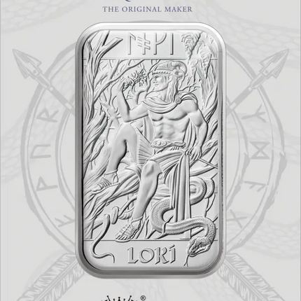 Norse Gods Loki 1 oz .9999 Fine Silver Bar – Germania Mint New Assay – Royal Mint Design Genventro