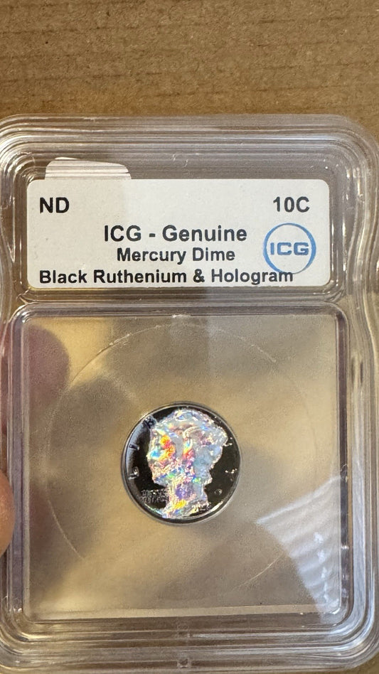 1942 Mercury Dime Ruthenium & Hologram ICG certified - 1 Of 1000