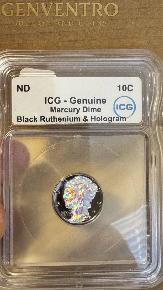 1942 Mercury Dime Ruthenium & Hologram ICG certified - 1 Of 1000 Genventro
