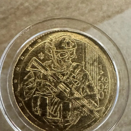 1/200 oz Pure Gold USA Flag Round New in Capsule Monarch Metals Genventro