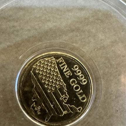 1/200 oz Pure Gold USA Flag Round New in Capsule Monarch Metals Genventro