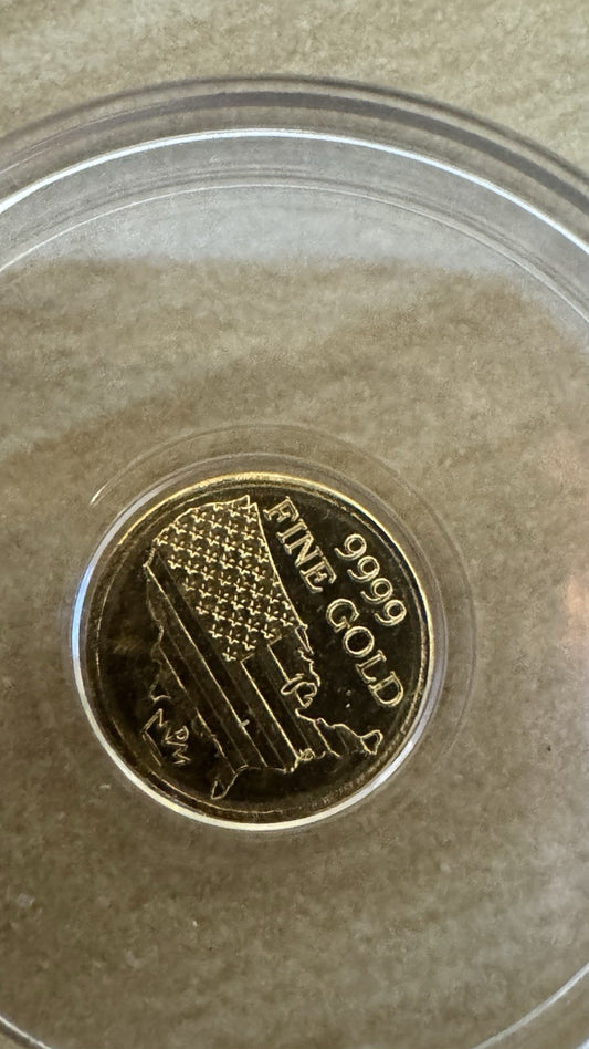 1/200 oz Pure .9999 Gold USA Flag Round in a capsule Monarch Metals