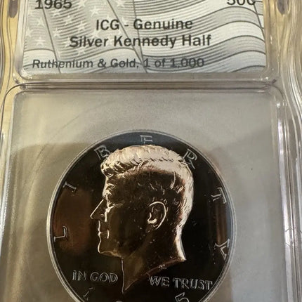 1965 ICG-Genuine Cert .999 Silver Kennedy Half Dollar Ruthenium & Gold 1 of 1000 Minted Genventro